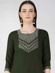 Women Kurta Pant Dupatta Set-1120MEHENDI