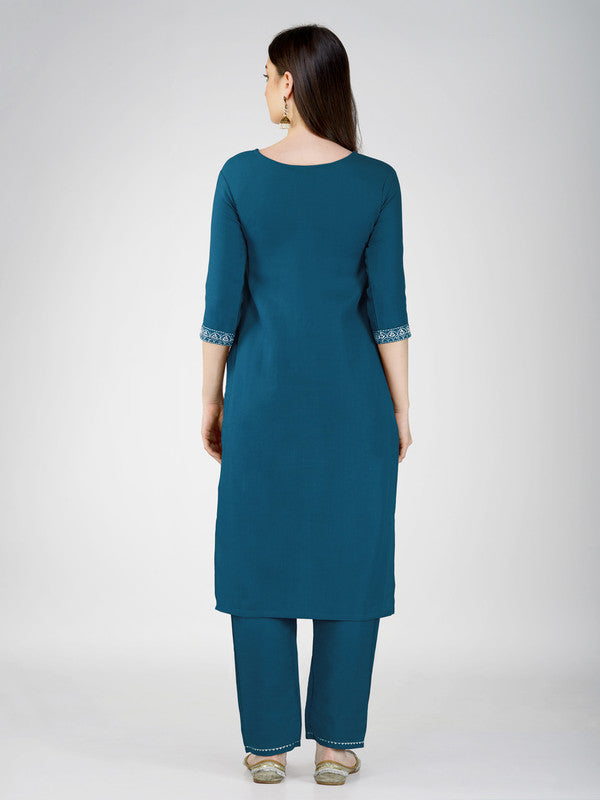 Women's Kurta Sets - Embroidered Cotton Kurta Set with Dupatta