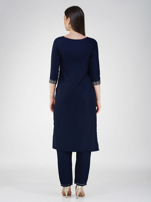 Navy Blue Kurta Set with Dupatta | Women's Indian Kurta Sets