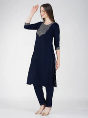 Women Kurta Pant Dupatta Set-1120NAVYBLUE