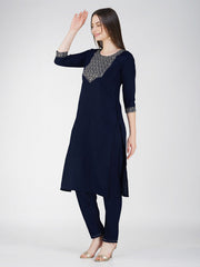 Women Kurta Pant Dupatta Set-1120NAVYBLUE