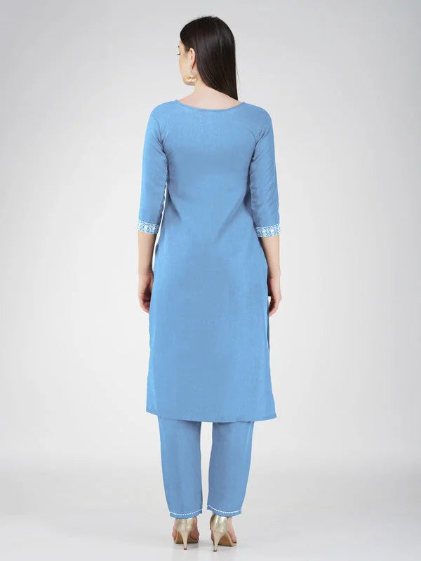 Sky Blue Kurta Set with Dupatta | Designer Indian Kurta Sets
