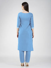 Women Kurta Pant Dupatta Set-1120SKYBLUE