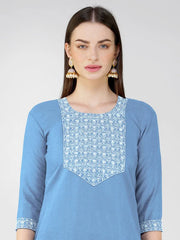 Women Kurta Pant Dupatta Set-1120SKYBLUE