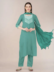 Women Kurta Pant Dupatta Set-1120TEAL