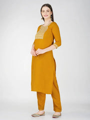 Women Kurta Pant Dupatta Set-1120YELLOW