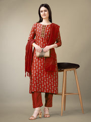 Women Kurta Pant Dupatta Set-1131MAROON