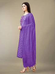 Women Kurta Pant Dupatta Set-1131PURPLE