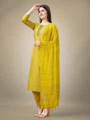 Women Kurta Pant Dupatta Set-1131YELLOW