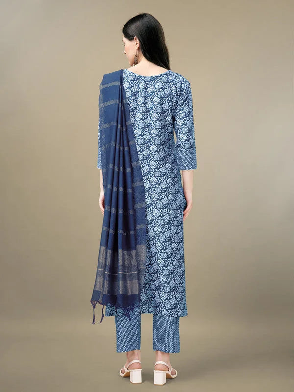 Light Blue Embroidered Women's Kurta Set with Dupatta