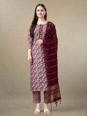 Women Kurta Pant Dupatta Set-1132MAROON