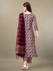 Women Kurta Pant Dupatta Set-1132MAROON