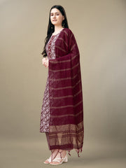Women Kurta Pant Dupatta Set-1132MAROON