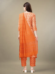 Women Kurta Pant Dupatta Set-1133ORANGE