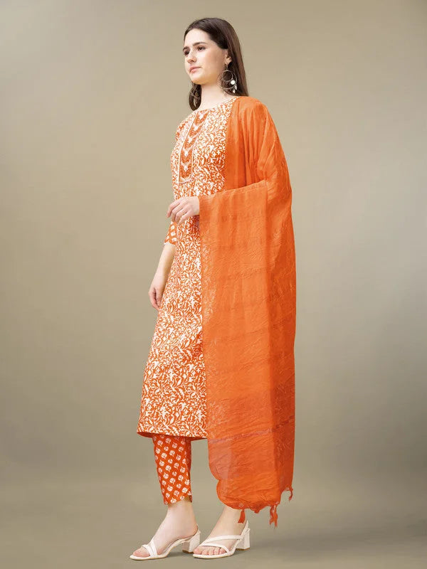 Orange Women's Kurta Set with Dupatta | Indian Kurta Sets