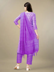 Women Kurta Pant Dupatta Set-1133PURPLE