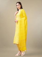 Women Kurta Pant Dupatta Set-1133YELLOW