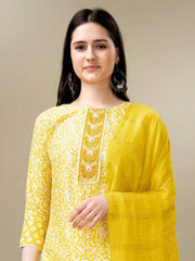 Women Kurta Pant Dupatta Set-1133YELLOW