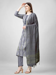 Women Kurta Pant Dupatta Set-1134GRAY