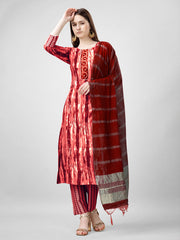 Women Kurta Pant Dupatta Set-1134ORANGE