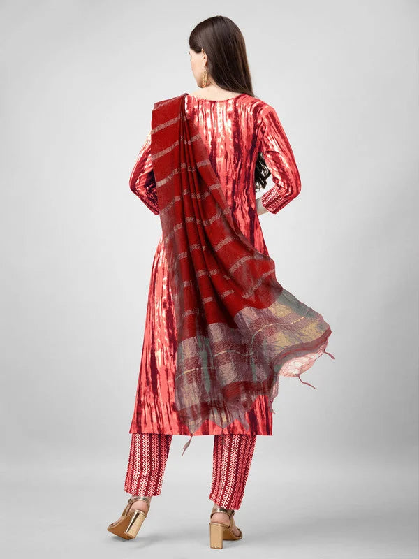 Orange Embroidered Rayon Kurta Set | Women's Kurta Set with Du...