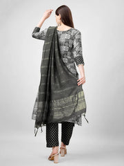 Women Kurta Pant Dupatta Set-1135BLACK