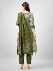 Women Kurta Pant Dupatta Set-1135MEHENDI