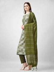Women Kurta Pant Dupatta Set-1135MEHENDI