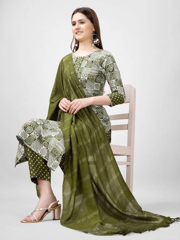 Mehendi Embroidered Rayon Kurta Set | Women's Kurta Sets