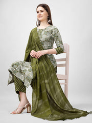 Women Kurta Pant Dupatta Set-1135MEHENDI