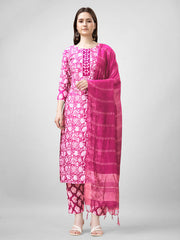 Women Kurta Pant Dupatta Set-1136PINK