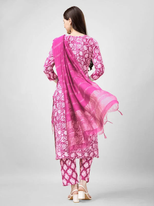 Pink Embroidered Rayon Kurta Set | Women's Designer Kurta Sets