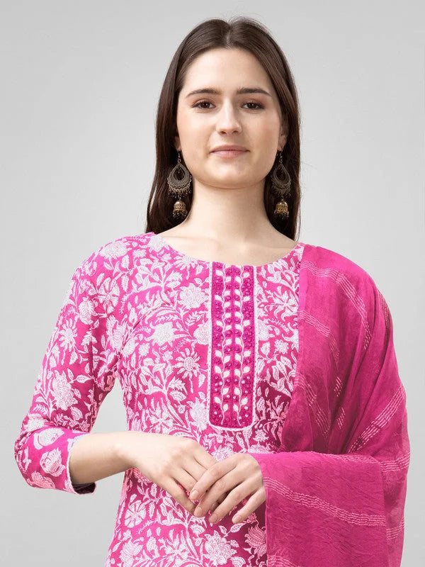 Pink Embroidered Rayon Kurta Set | Women's Designer Kurta Sets