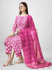 Women Kurta Pant Dupatta Set-1136PINK