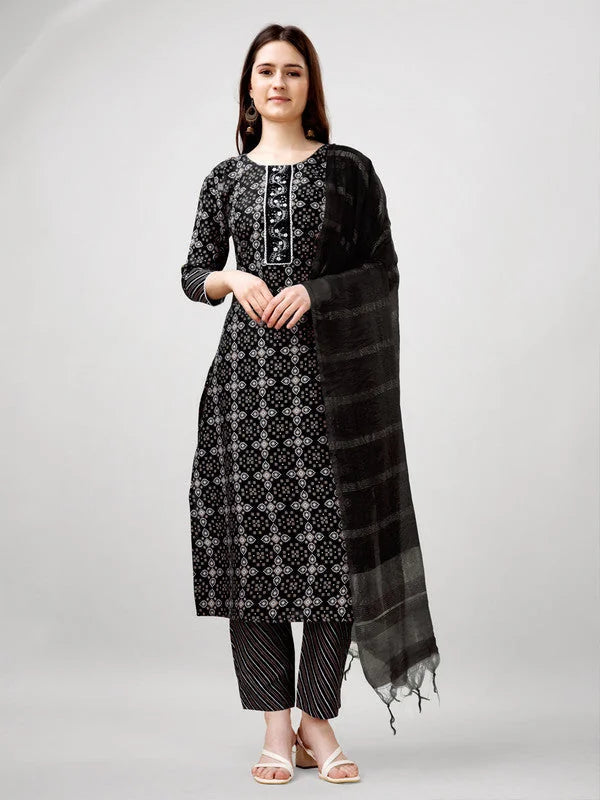 Black Rayon Women's Designer Kurta Sets | Indian Kurta Sets