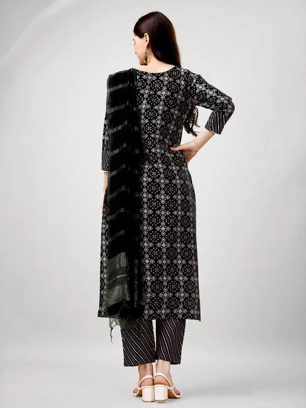 Black Rayon Women's Designer Kurta Sets | Indian Kurta Sets
