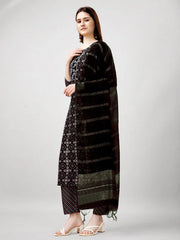 Women Kurta Pant Dupatta Set-1137BLACK