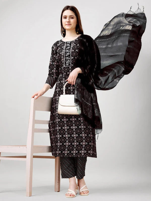 Black Rayon Women's Designer Kurta Sets | Indian Kurta Sets