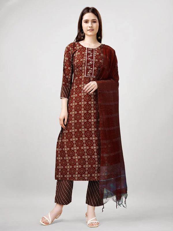 Maroon Women's Kurta Sets with Dupatta | Indian Kurta Sets