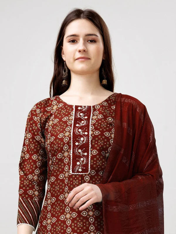 Maroon Women's Kurta Sets with Dupatta | Indian Kurta Sets