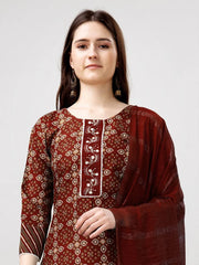 Women Kurta Pant Dupatta Set-1137MAROON