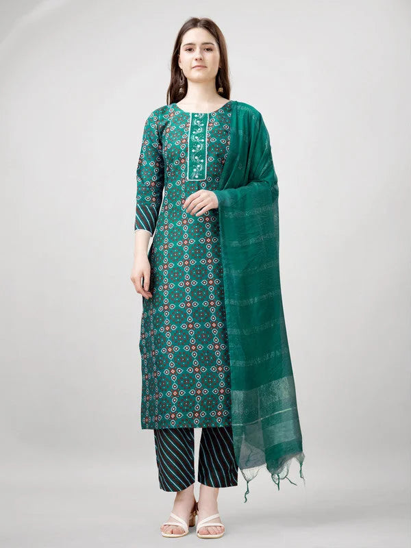 Rama Embroidered Rayon Indian Kurta Set with Dupatta