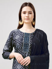 Women Kurta Pant Dupatta Set-1138GRAY