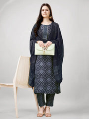 Women Kurta Pant Dupatta Set-1138GRAY