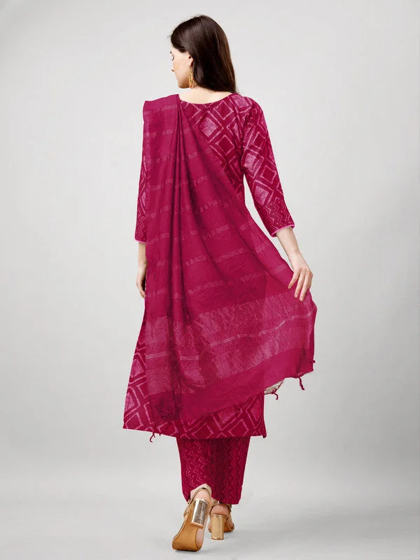 Pink Embroidered Designer Women's Kurta Set with Dupatta