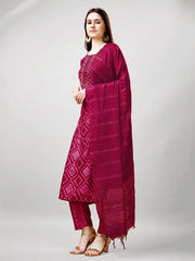 Women Kurta Pant Dupatta Set-1138PINK