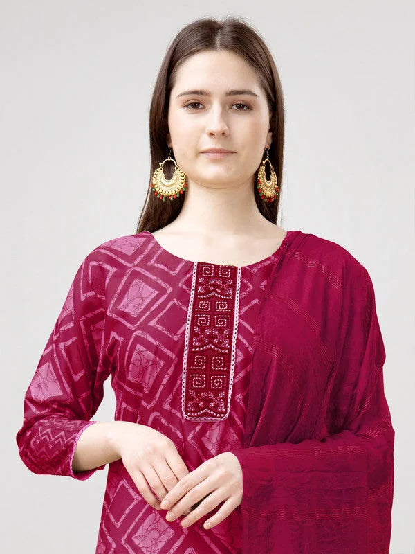 Pink Embroidered Designer Women's Kurta Set with Dupatta