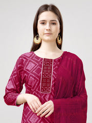 Women Kurta Pant Dupatta Set-1138PINK