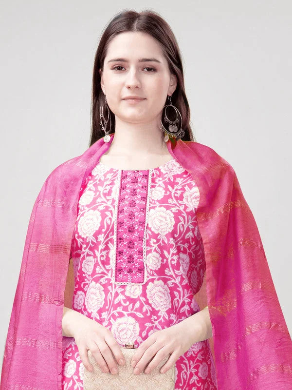 Pink Rayon Kurta Set with Dupatta - Women's Designer Kurtas