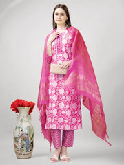 Women Kurta Pant Dupatta Set-1139PINK